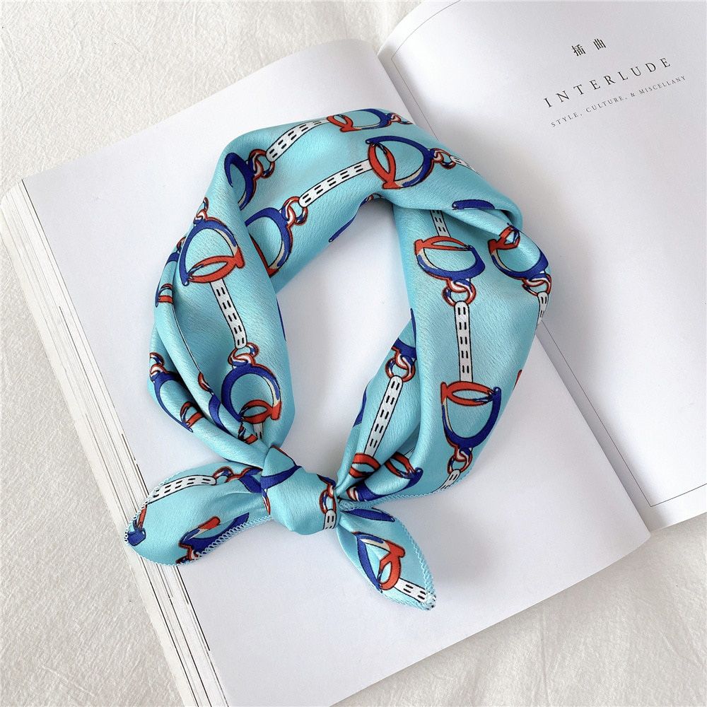 2021 Square Silk Scarf  Print Small Hair Band Foulard Head Neck Women Headscarf Kerchief Female Bandana Shawl Accessories