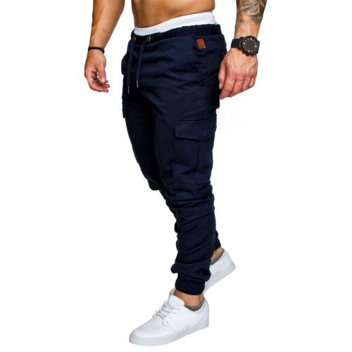 Casual Thin Breathable Tie Drawstring Long Pants Plus Size Men Casual Solid Color Waist Drawstring Multickets Long Cargo Pant