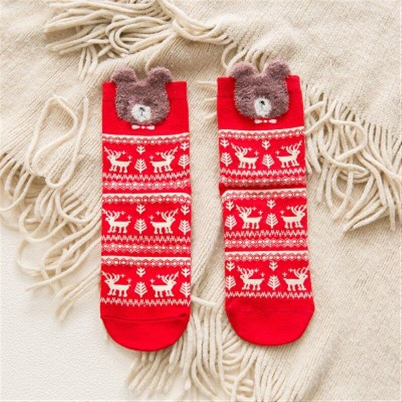 1 Pair Women Socks Casual Winter Christmas Socks Deer Cartoon Keep Warm Cute Lady Girls Sock Christmas Gift 2020