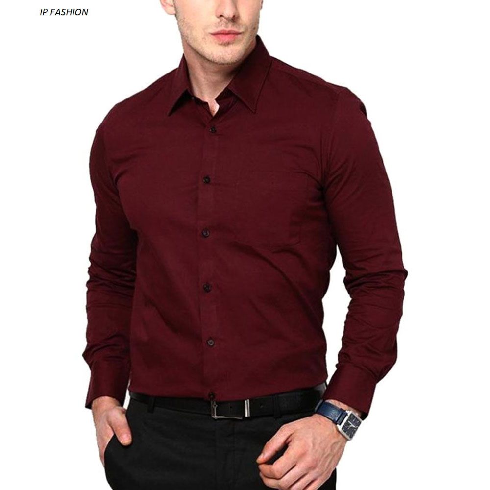 Maroon Cotton Formal Shirt for Men