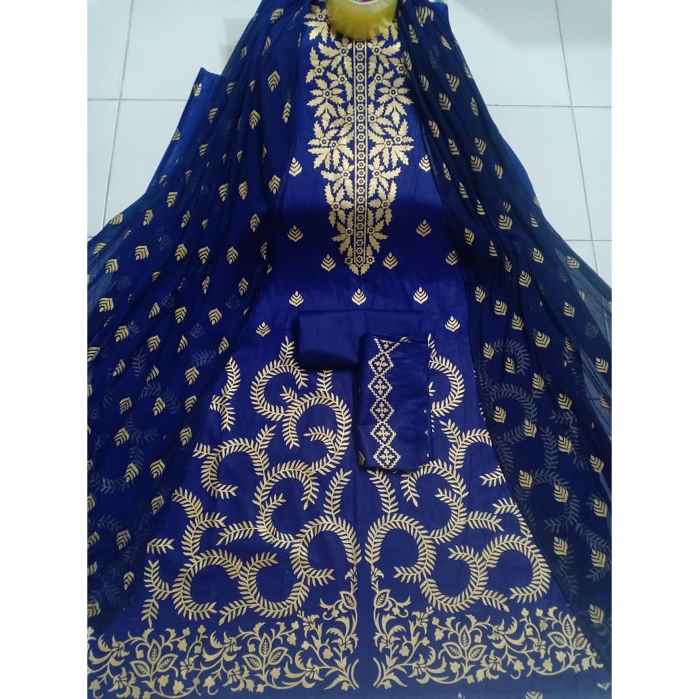 স্কিন প্রিন্ট বডি থ্রি পিচ-Block print Cotton Three Piece [3 Piece] For Women