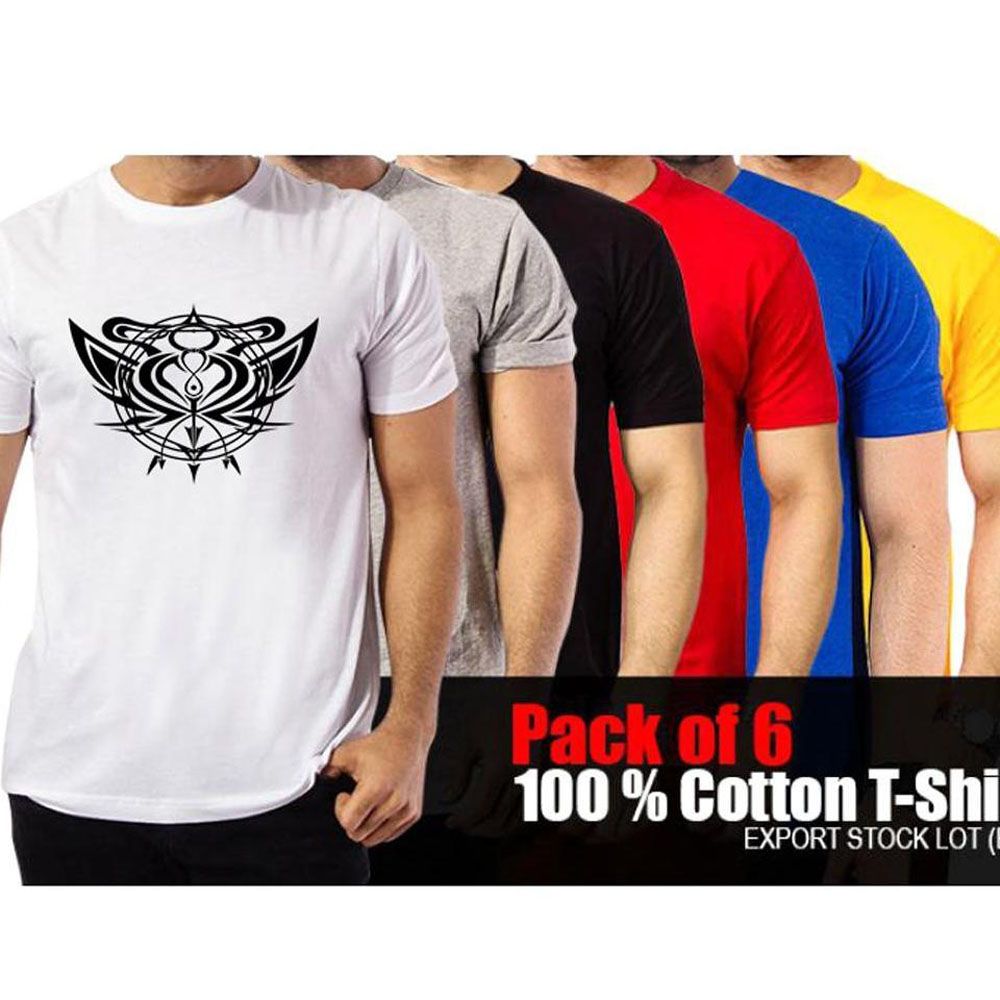 Pack of 6 Cotton Short Sleeve T-Shirt for Men