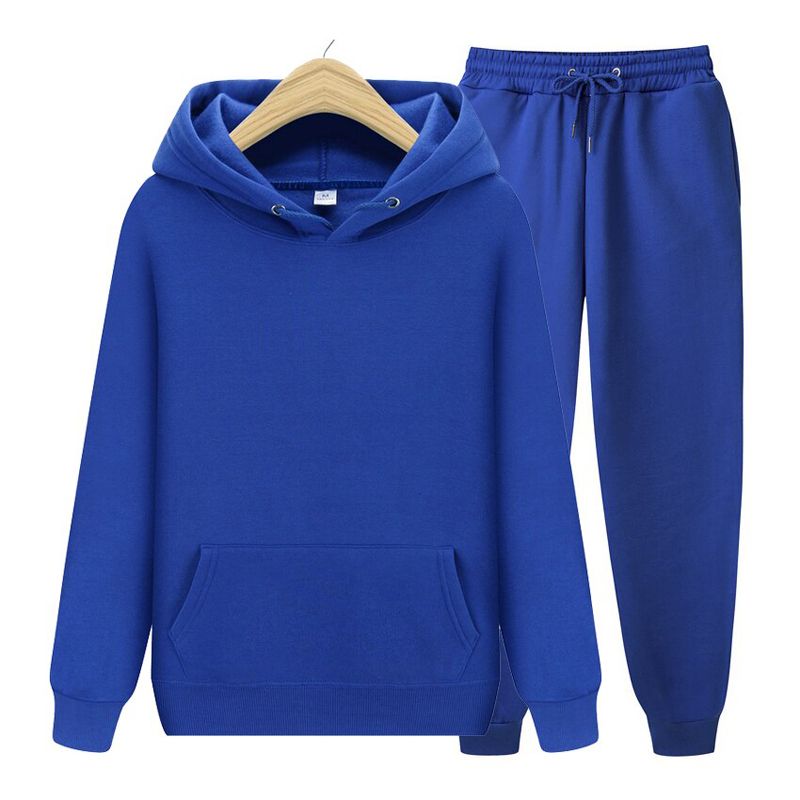 Men's ladies casual wear suit sportswear suit solid color pullover + pants suit autumn and winter fashion suit