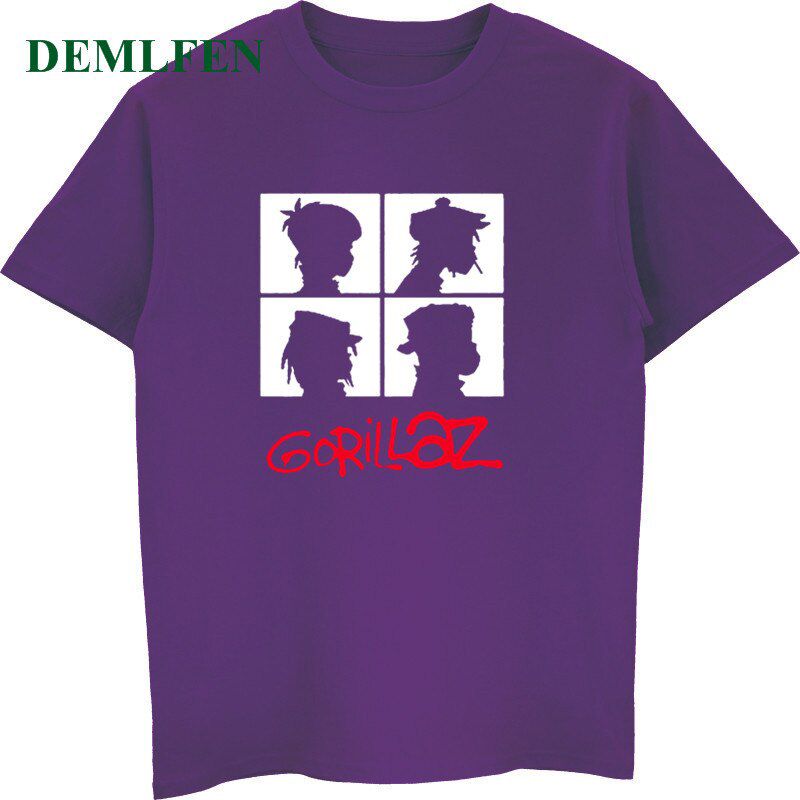 Summer Music Band Gorillaz T-shirt Cotton Tops Tees Men Short Sleeve Boy Casual Homme T Shirt Fashion Streetwear Hop