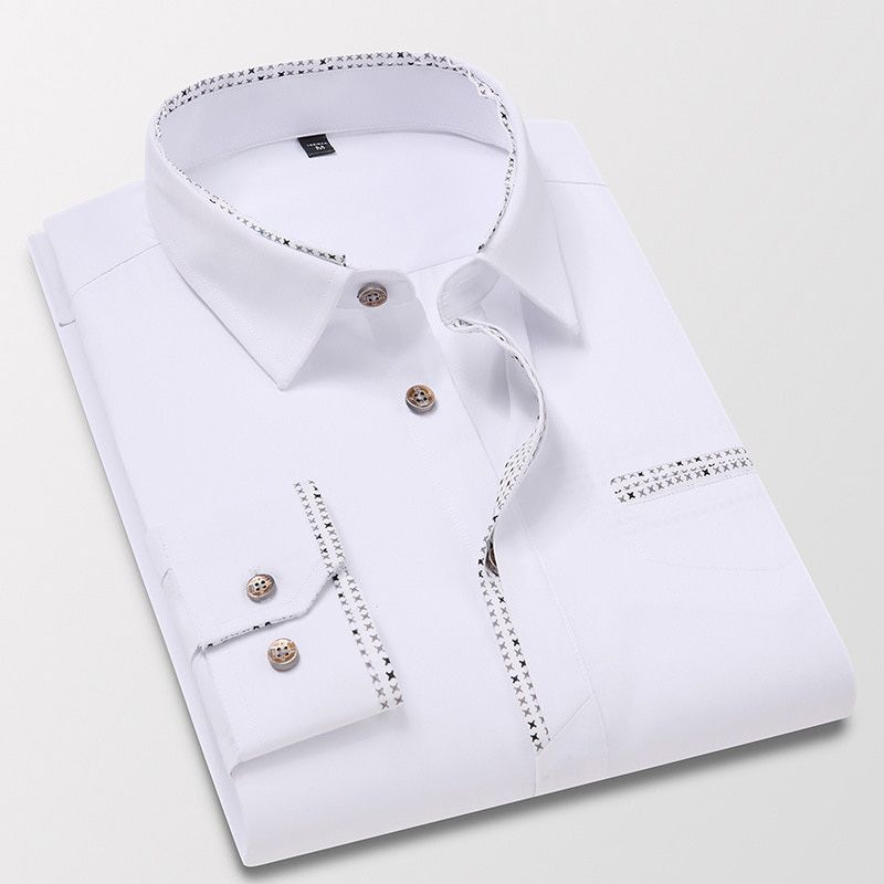 Autumn Men's Long Sleeve Shirts Business Formal Shirts Floral Large Size Top Korean Version Slim  Trend Dress Shirts M-5XL