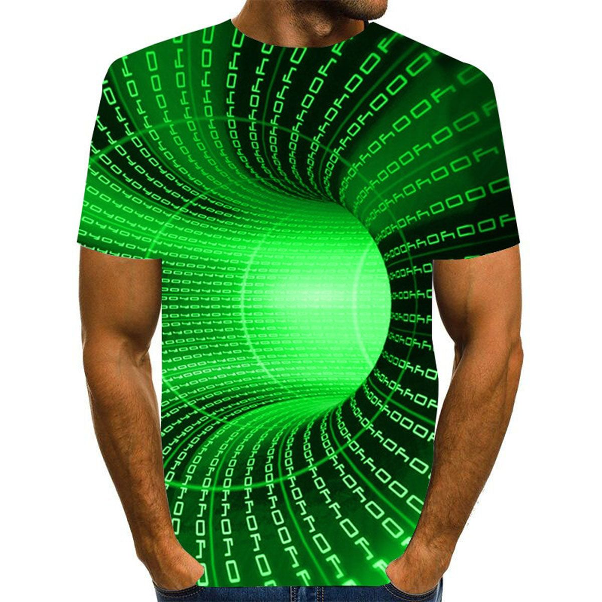 Mens Graphic T Shirt Fashion 3 Dil Tees Casual Geometric Print Visual Hypnosis Irregular Pattern Tops