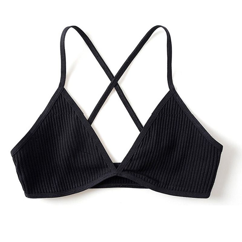 Ladies Bralette Seamless Underwear Summer Sweaty Absorb Ribbed Bra Crisscross Back  V Neck  Cami Wireless Lingerie Super Thin