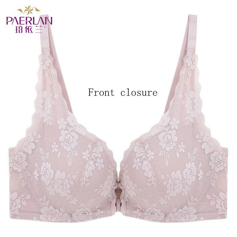 Female Bra Wire Free Women Underwear Front Buckle Small Chest Gathered Without Rim Bra Beauty Back  Lace Bra Wholesale