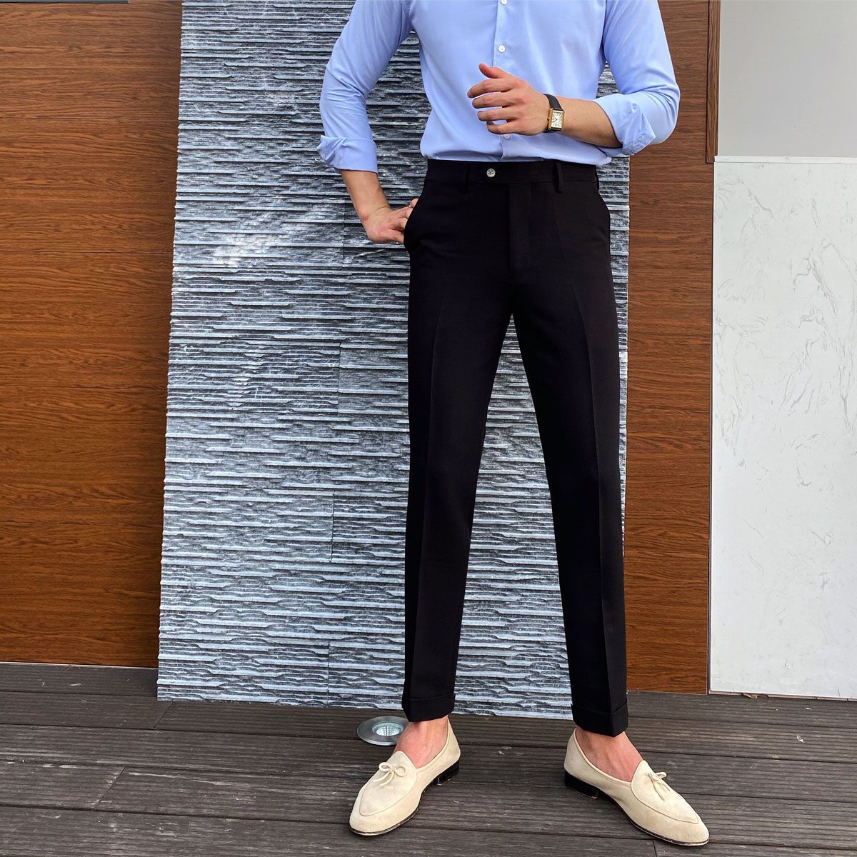 Gentleman Luxury Pants British Fashion Korean Men Office Pant 3 Solid Color Dress Pant Erkek Pantolon Skinny Fit Moda Masculina