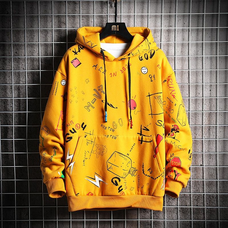 Single Road Men's Anime Hoodies Men  Hop Harajuku Printed Japanese Streetwear Oversized Sweatshirt Hoodie Men Fashion