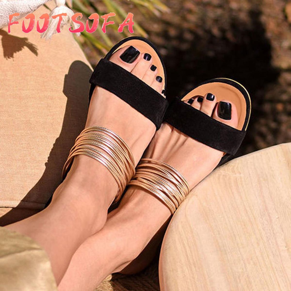 Women Leisure e Flat Plus Size Flat One Word With Peep Toe Slippers Shoes
