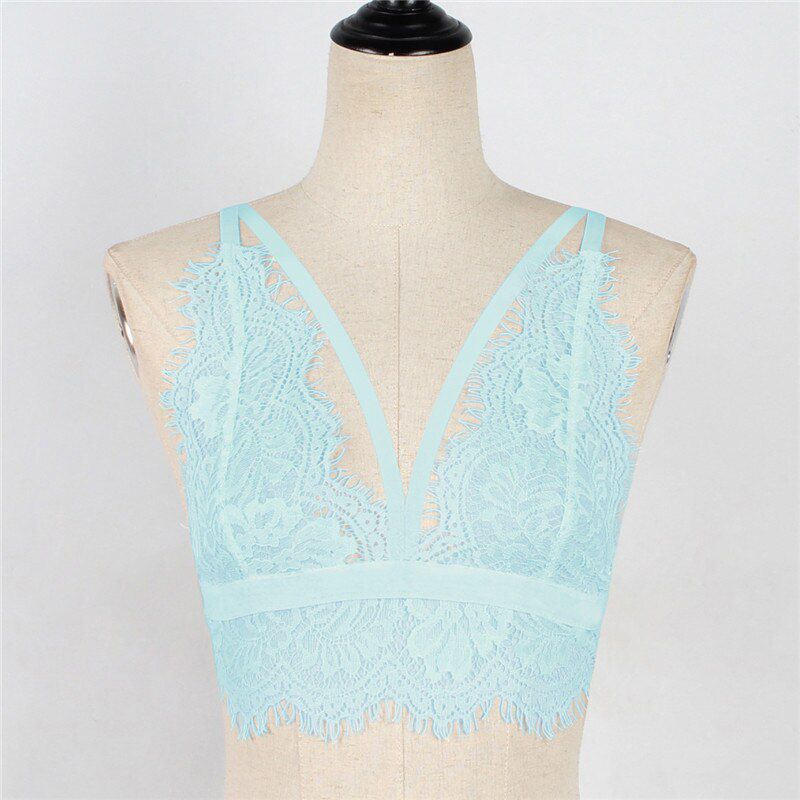 LANSHIFEI Women Intimates Lace Top Sell  Strap Ladies Bras Black White Lace Bralette  Girl Lingerie Summer Crop Top Bras