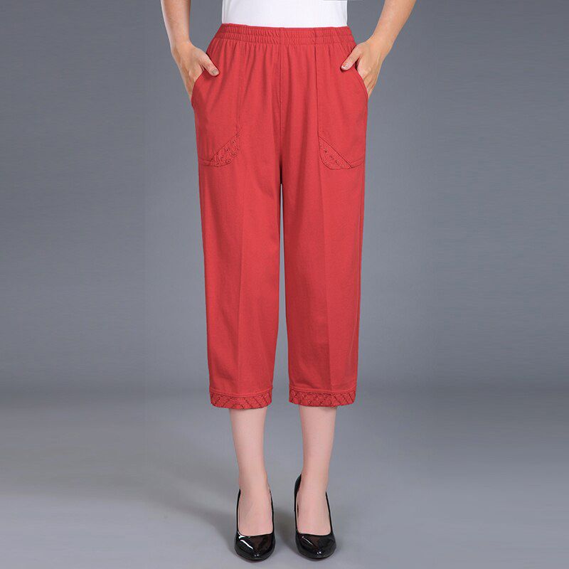 Women Capris Pants Female Summer Women's High Waist Pants Black Woman Candy Color Straight Calf-Length Pants Plus Size 4XL