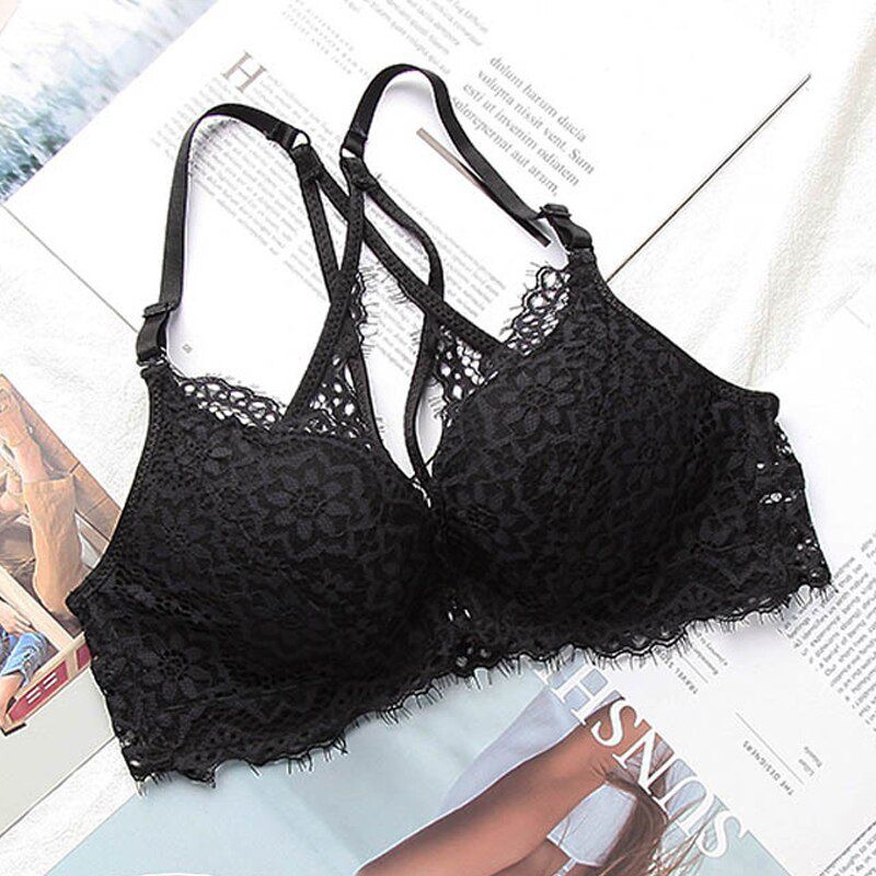 DeRuiLaDy  Lingerie Adjusted Seamless  Lace Bras For Women Front Closure Push Up Bra Comfort Underwear Wireless Bralette