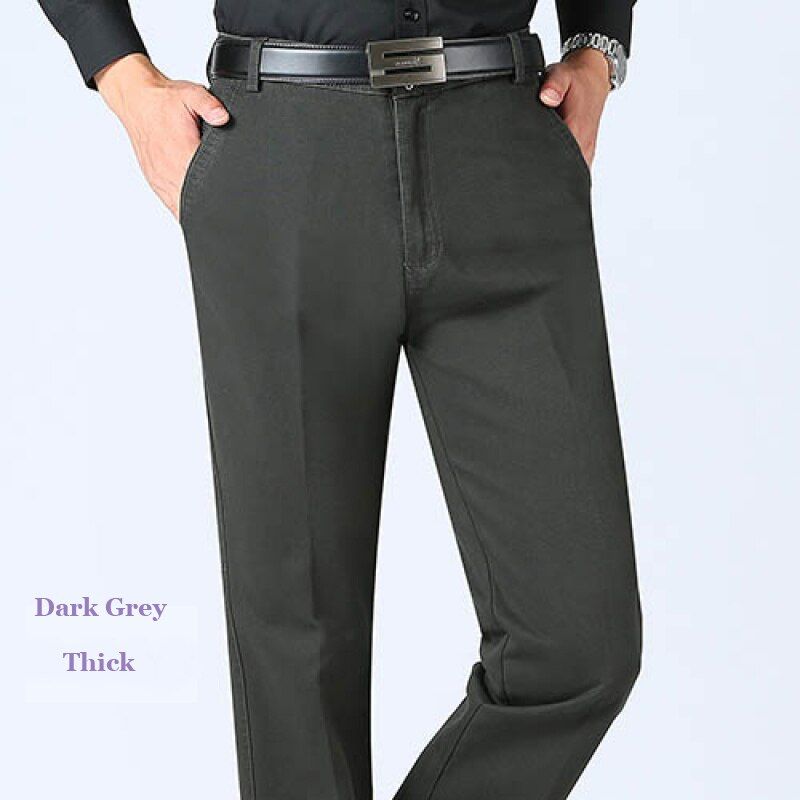 men dress pants 2020 Spring Autumn Thick Men's Business Casual Pants Straight High Waist Cotton Man Trousers Classic Suit Pants