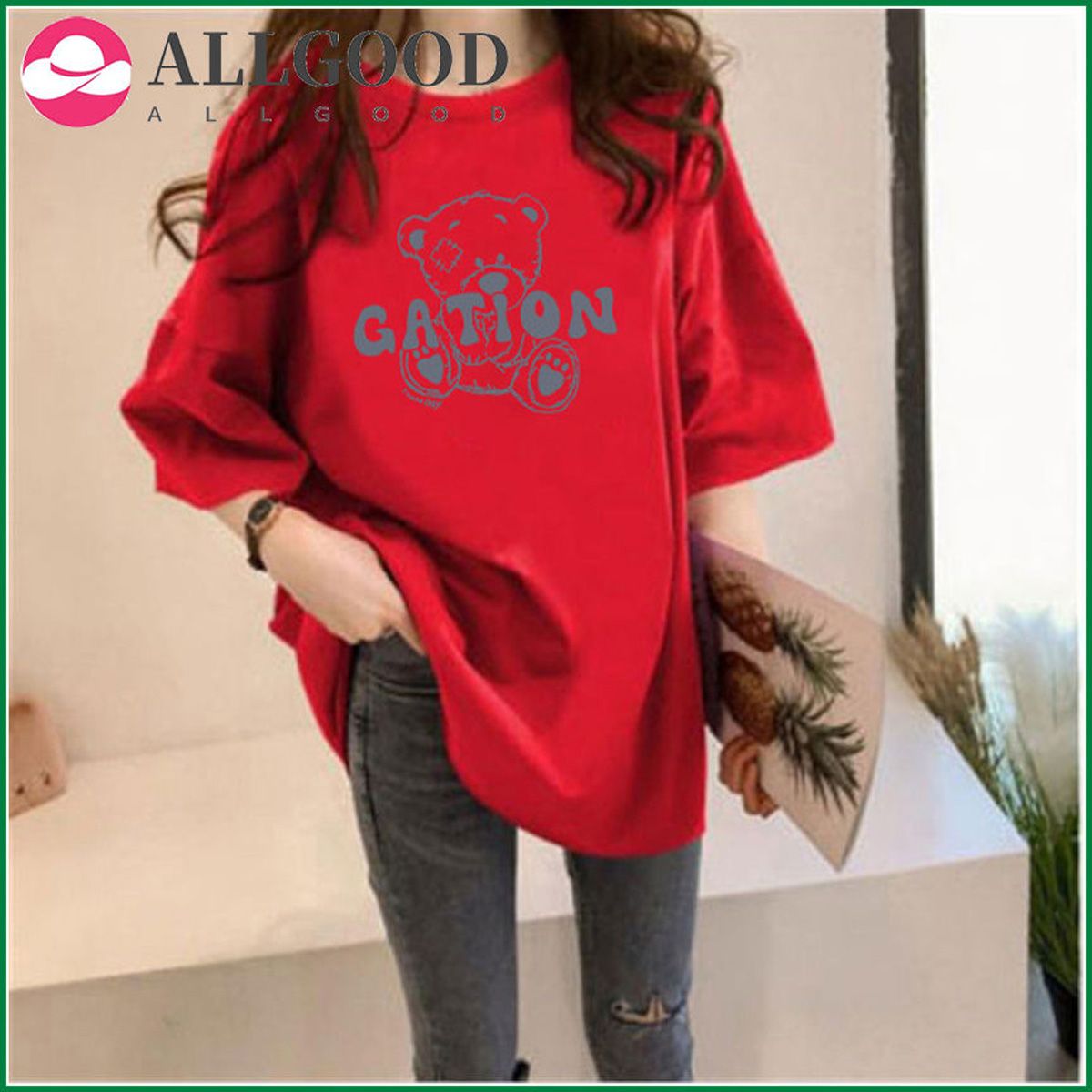 Summer  new white short-sleeved T-shirt women loose round-necked T-shirt print trend hot summer dress women