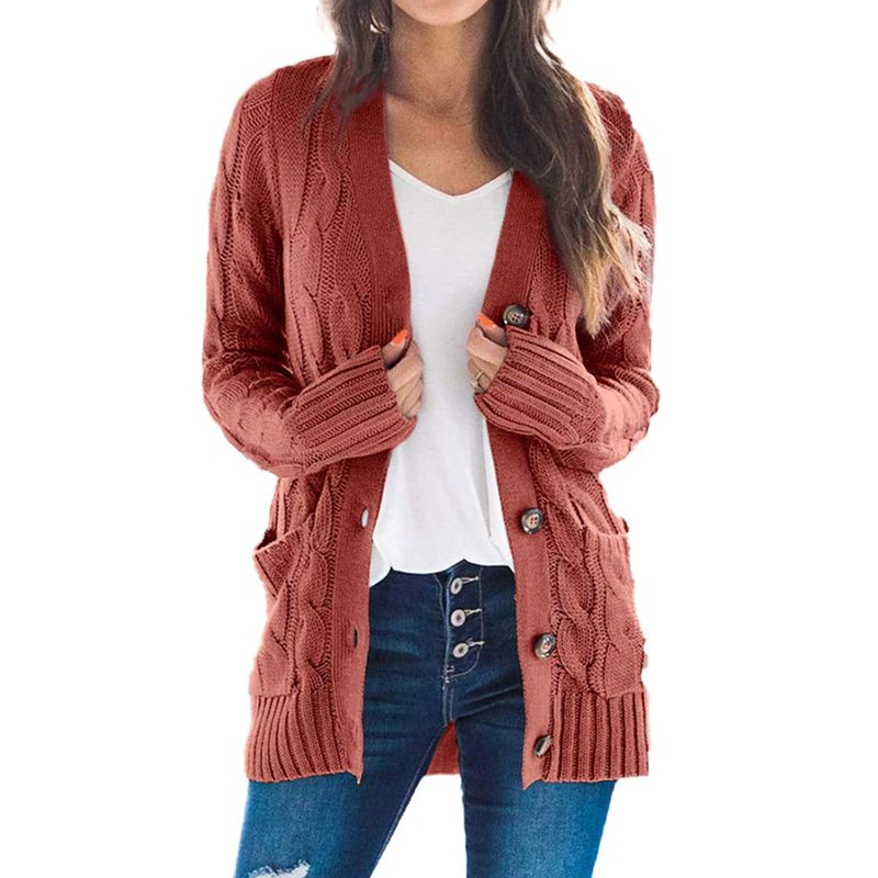 Women Long Sleeve Buttons Knit Coat Long Sleeve Cardigan Top Casual Long Sleeve Top for Women Ladies