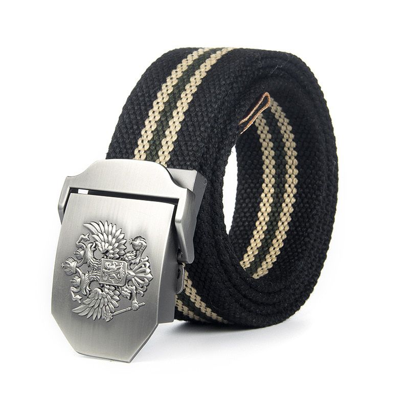 Canvas Belt Russian National Emblem Buckle Tactical Belt Nylon Military Men Belt For Trousers Long Black Waist Belt High Quality