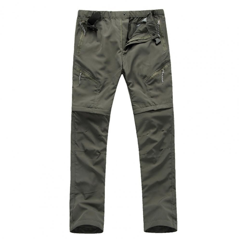 Men's trousers, multi-pocket, solid color, adjustable belt, men's detachable overalls, zipper closure, men's trousers