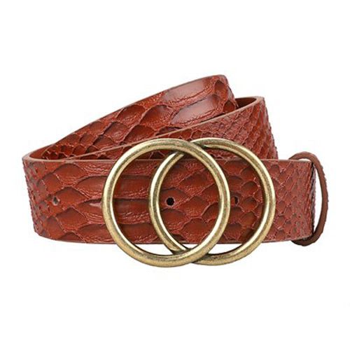 Womens Black Leather Belts Fashion Double Buckle Belt Strap Cinturon Mujer for Jeans