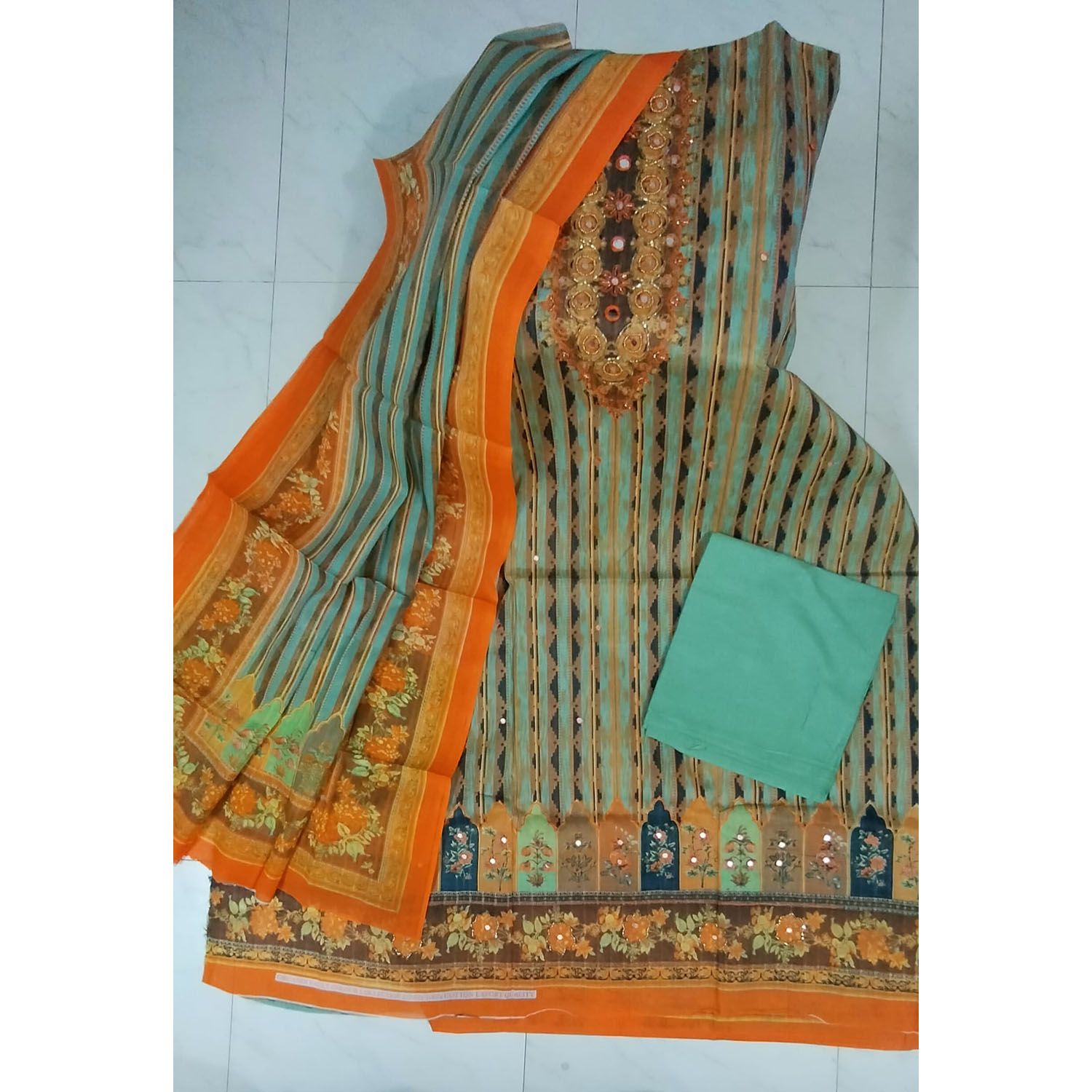 Indian Organdy Unstitched Salwar Kameez 3 piece for women