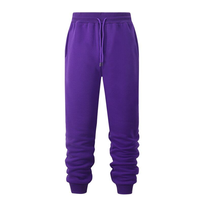 Men Pants Solid Color Fleece Warm Threaded Cuffs High Quality Fashion Red Sweatpants Trousers Casual Joggers Bodybuilding