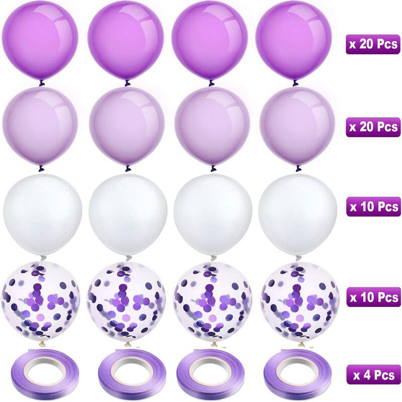 60pcs 12inch Colored Latex Balloons Set Confetti Ballon Decorations For Baby Shower Birthday Wedding Party With 4 Roll Ribbon