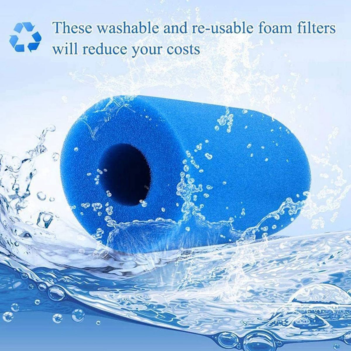 2X Swimming Pool Filter-Cartridge Sponge for Intex Type H Filter Reusable Replacement Cartridge for Swimming Pool