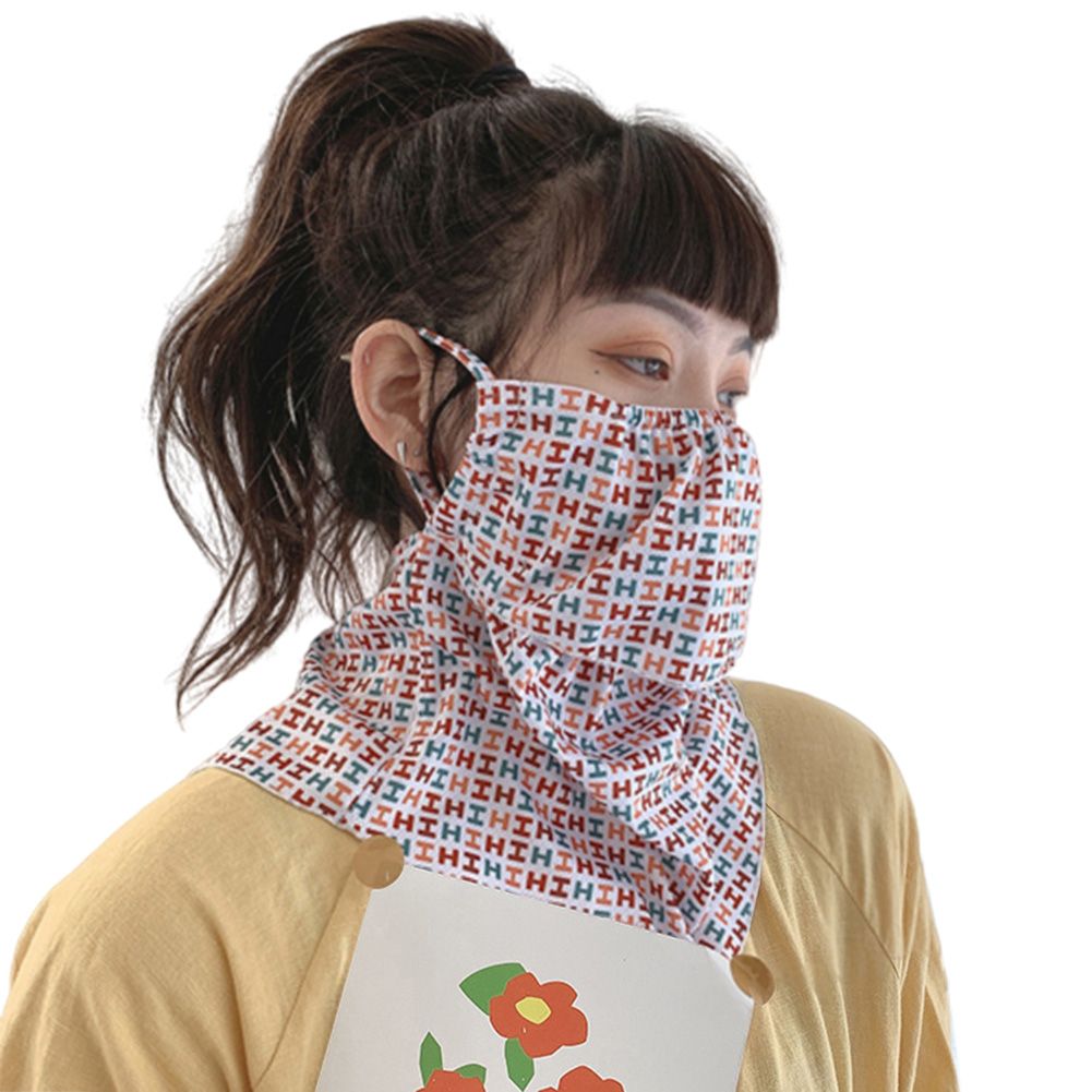 Women Summer Ear Hanging Windproof Sun Protection Face Cover Neck Gaiter Scarf