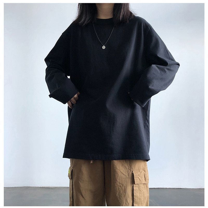Women Plus Fleece Long-sleeved T-shirt Student Wear Clothes Warm Bottoming Shirt Korean Style Upper Clothes Women