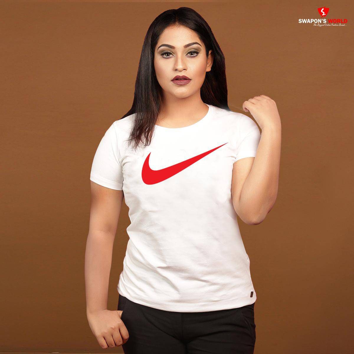 White Cotton Half Sleeve T-Shirt for Women Code-SW3946T