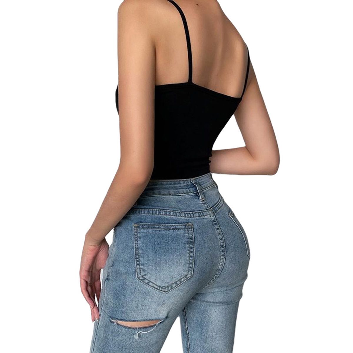 Ladies Summer Sexy Midriff-baring Camisole, Girls Fashionable Solid Color Diagonal Strap Decoration Sleeveless Backless Top for Dating Shopping