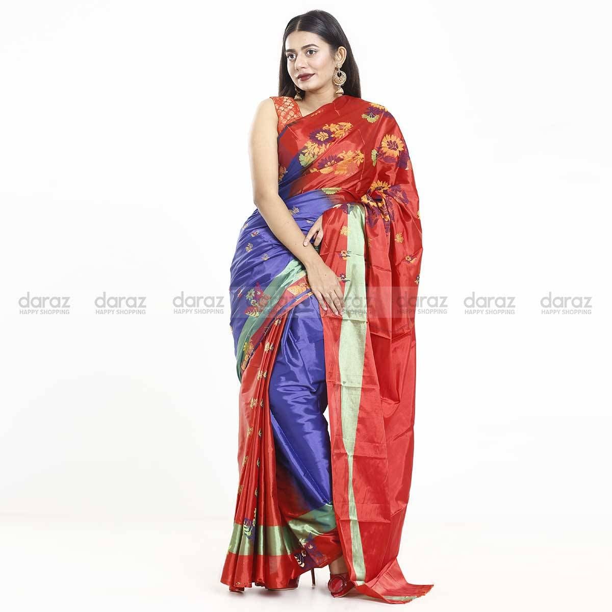 Multi Colour Soft Silk Katan Saree for Women (from Tangail)