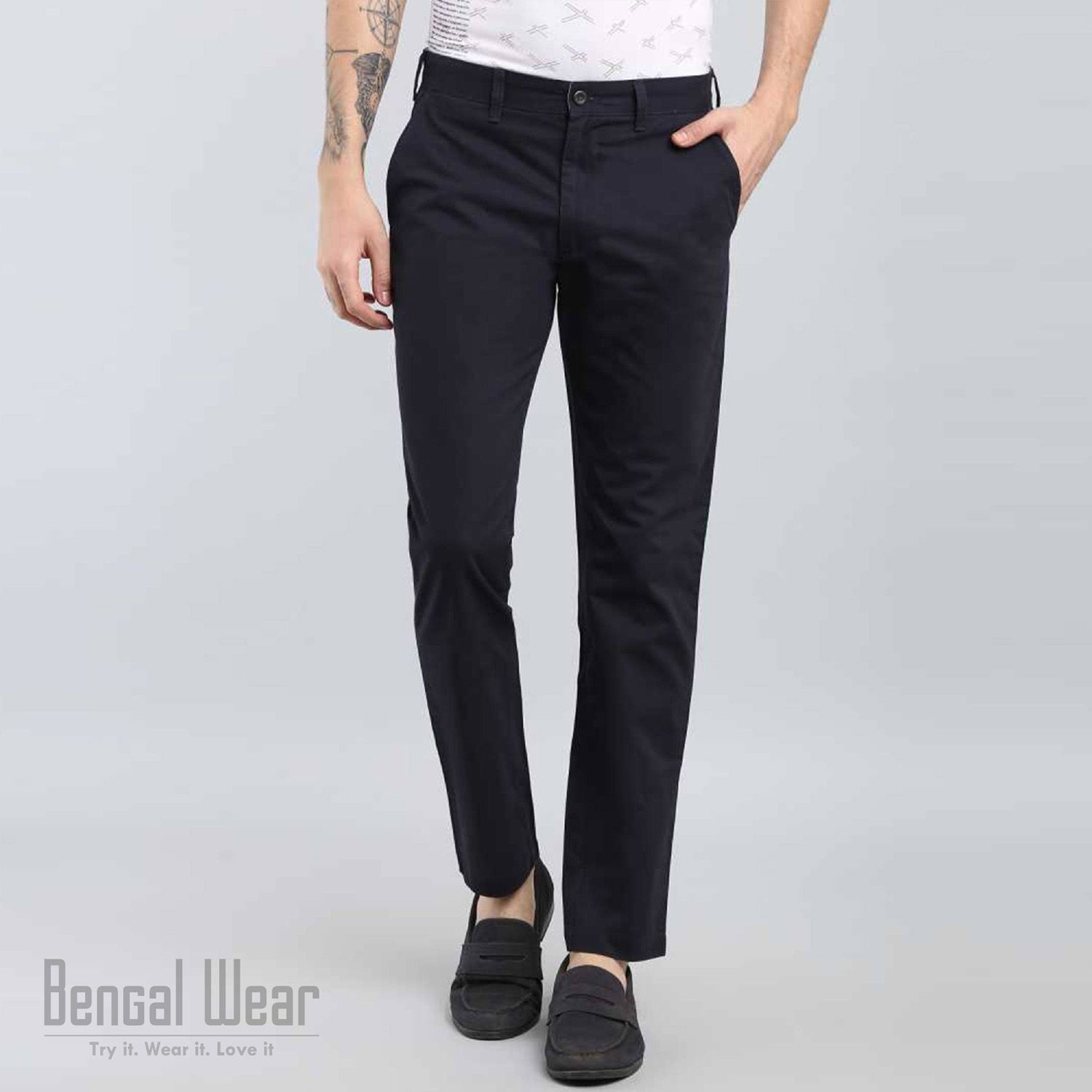 Regular Slim Gabardine Pants For Men