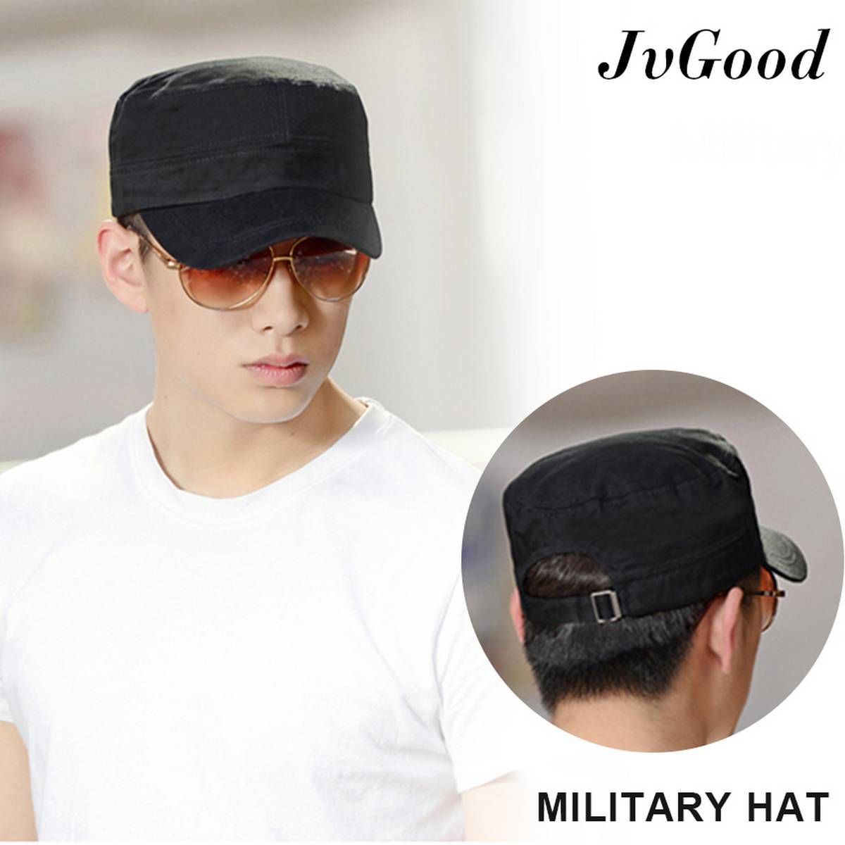 Mens Washed Cotton Flat Top Hat Outdoor Fashionable Solid Color  Cap Baseball Cap Brim Hat Sun Hat Unisex Fitted