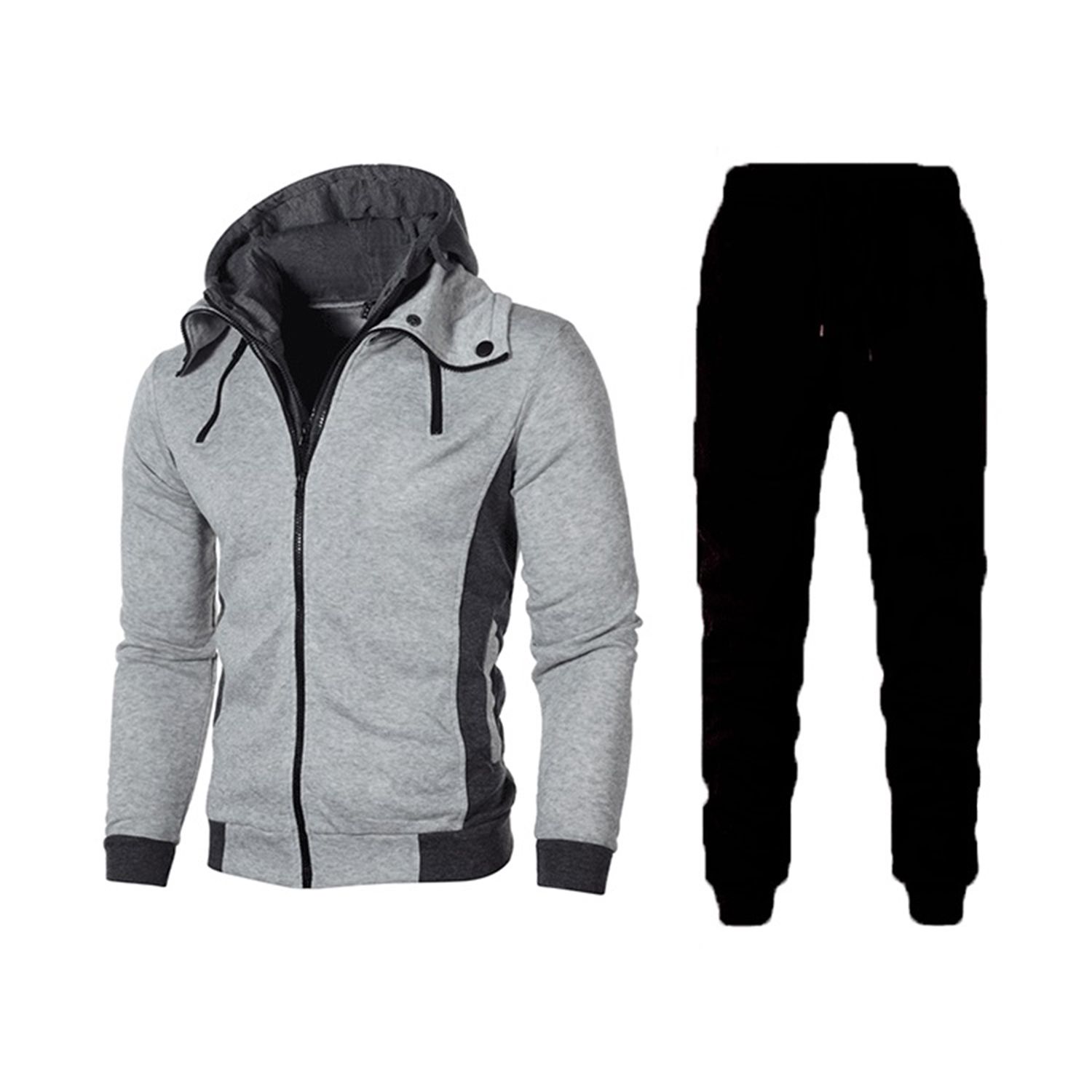 Hoodie Pants Set Color Block Thick Contrast Color Sweatshirt Sweatpants