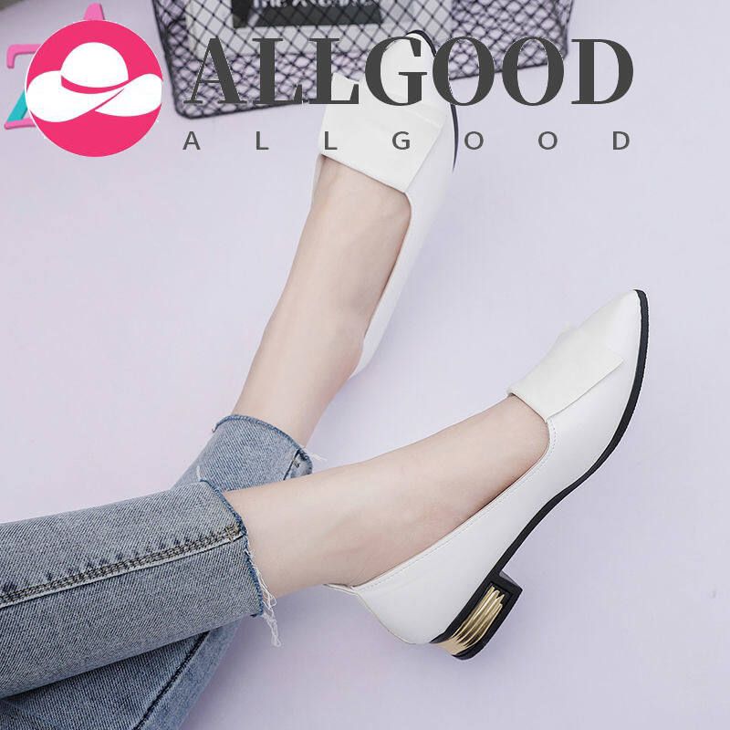 Red Bow Shoes for Women for Work Women Office Leather Shoes Korean Style Flat Low Heels Shoes Kasut Perempuan Soft Sole Non-slip Shoes  New
