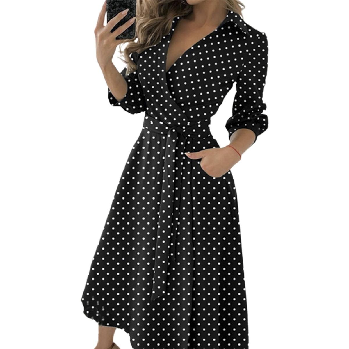 Dress Breathable Turn-down Collar Spring Dress
