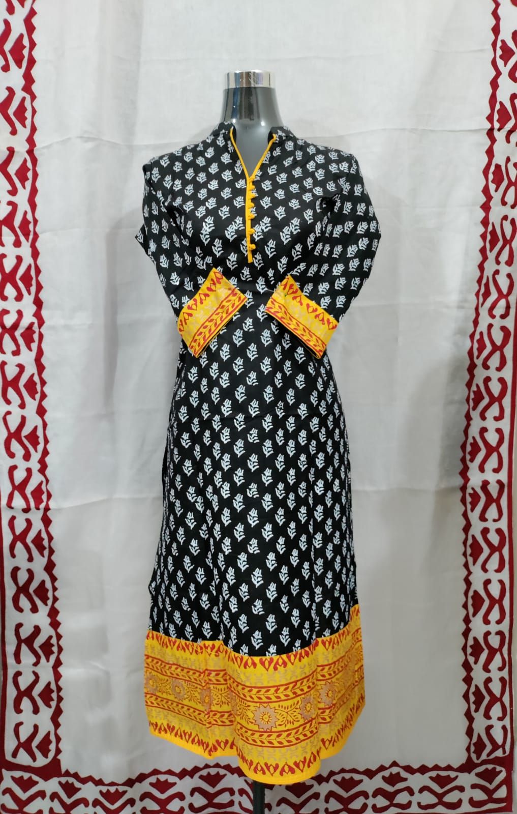 Black & Yellow Color Readymade Kamez (AU_0030)
