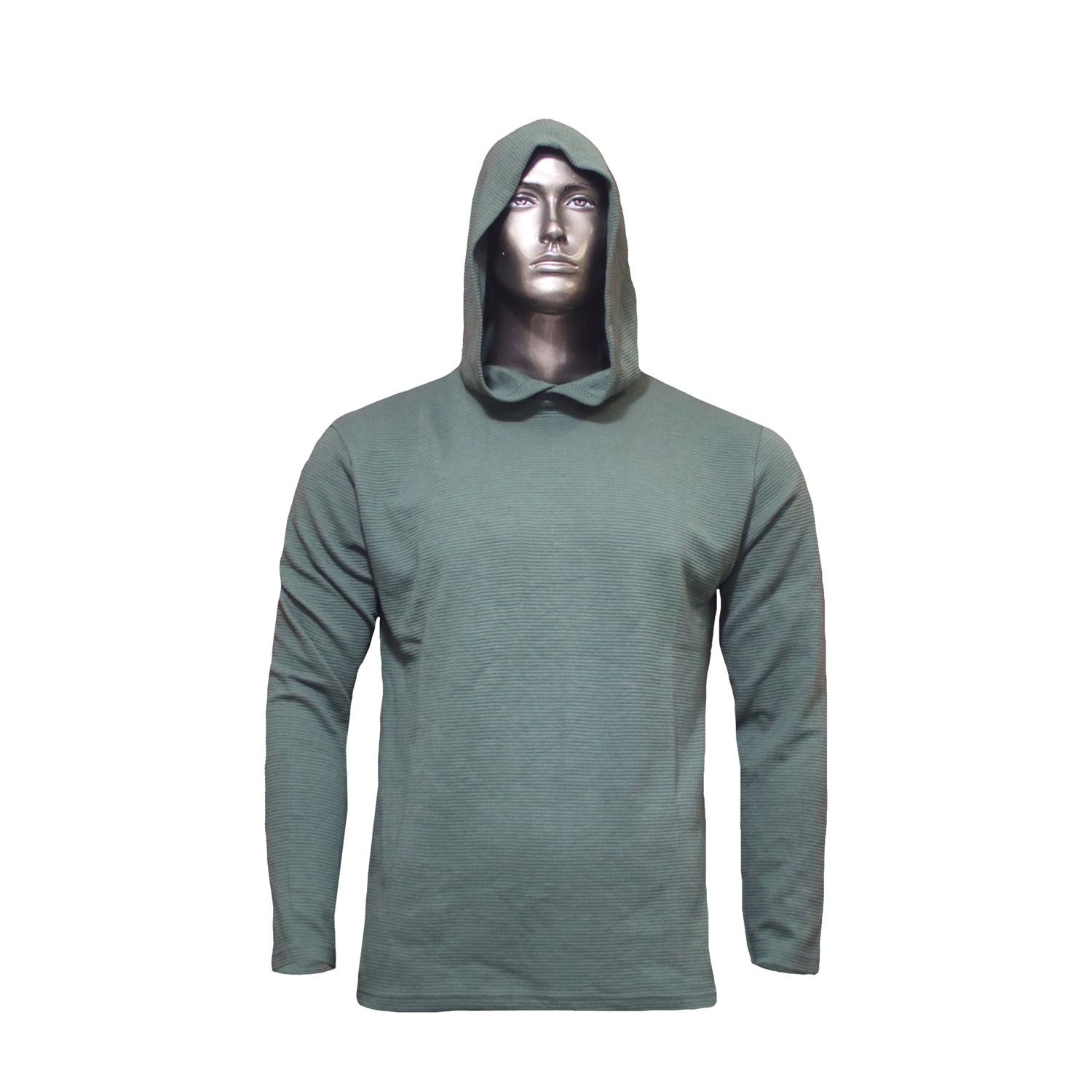 Green Cotton Casual Long Sleeve Hoodie For Men