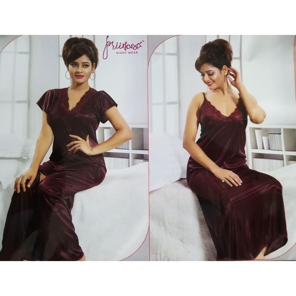 Ladies Night Satin Silk Nightgown Baby doll Nightdress Chemise Lace Robe Sleepwear Sexy Dress for woman