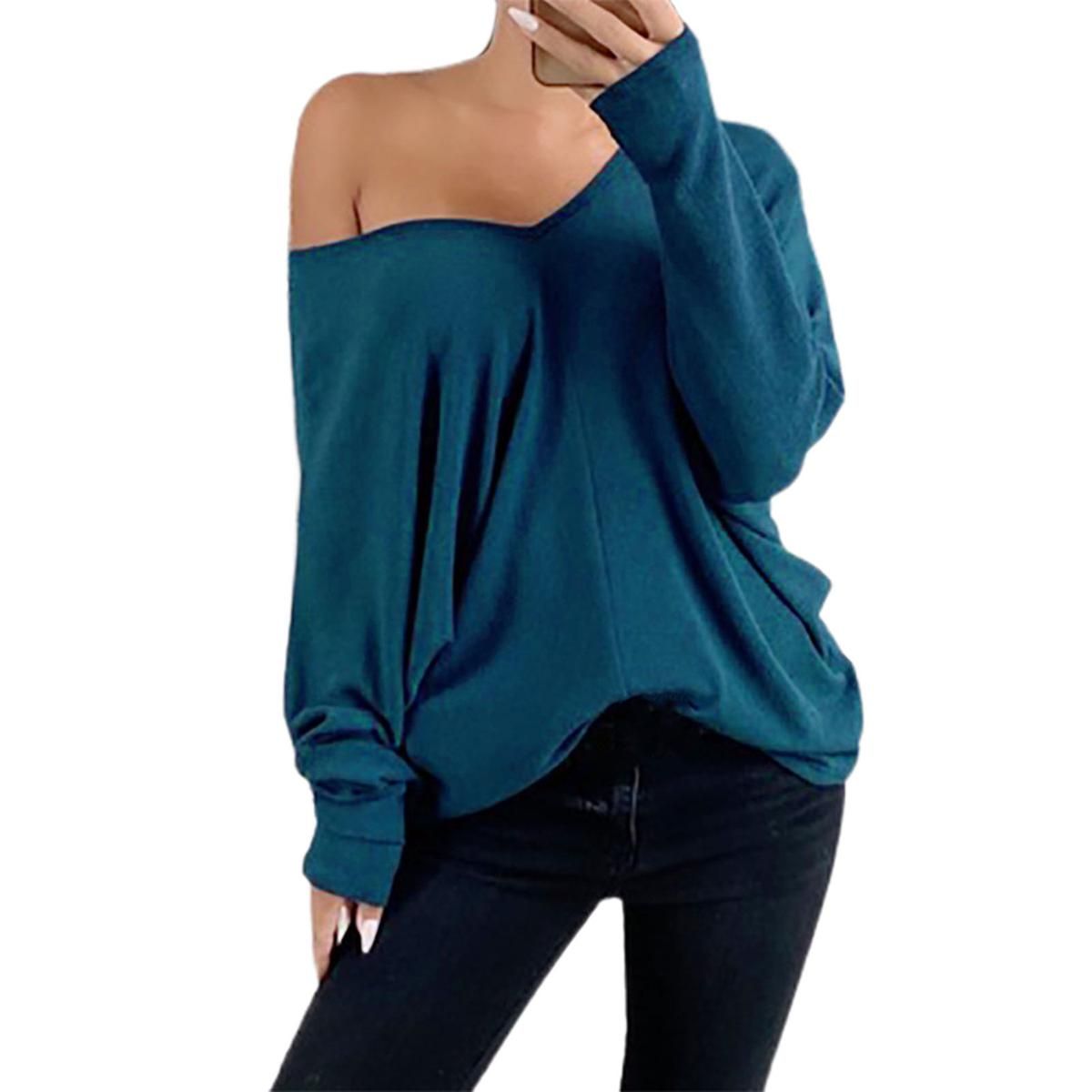 T-shirt Top Warm Solid Color Lady Casual Blouse