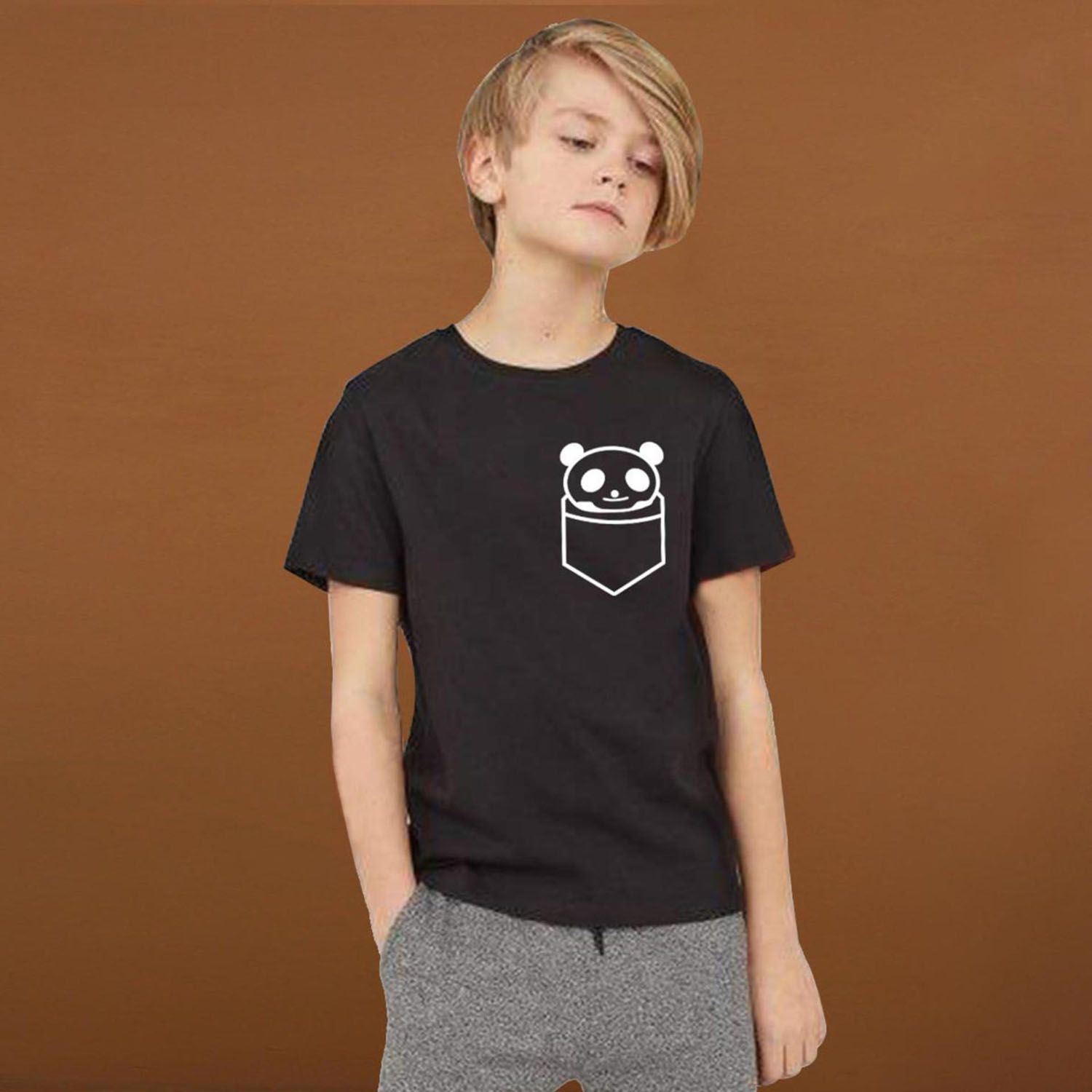 Black Cotton Half Sleeve T-Shirt for Boys- Code-SW4028T