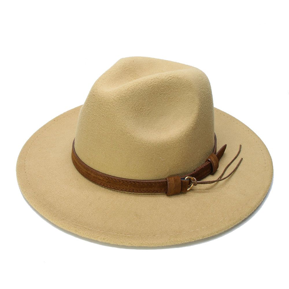 LUCKYLIANJI  Retro Kid Child / Vintage 100% Wool Wide Brim Cap Fedora Panama Jazz Bowler Hat   Leather Band (54cm/57/61cm)