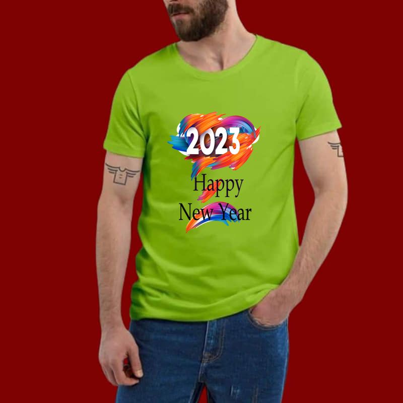 Happy New Year 2023 Casual Half Sleeve T-Shirt For Men's - T Shirt