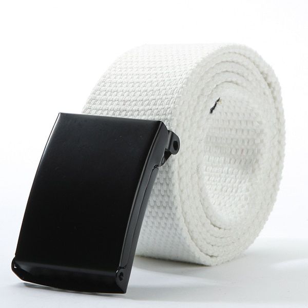 Cotton Canvas Metal Buckle Belt Waist Waistband Cintos Men Women Unisex Boys Candy Colors Plain Webbing Accessories