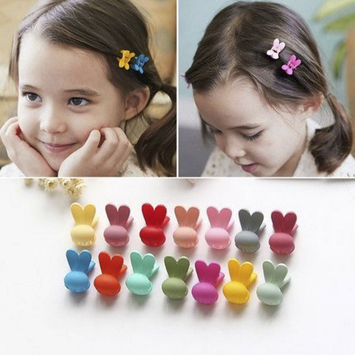 10pcs Girls Rabbit ears Shaped Mini Hair Claws Hair Bangs Hair Pin For Little Girls Mix Colored mini jaw clips, bows for girls ,mini hair claws, goody barrettes ,claw clip, hair claws for girls