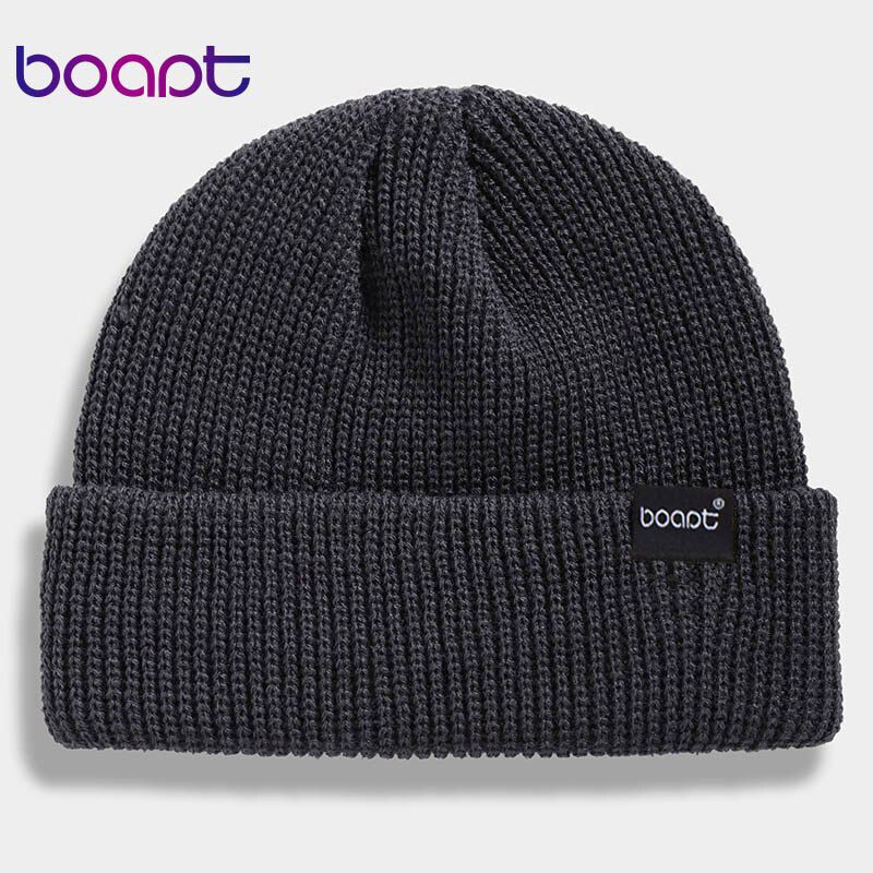 Unisex Winter Ribbed Knitted Cuffed Short Acrylic Melon Cap Casual Solid Color Skull cap Baggy Retro Ski Hat