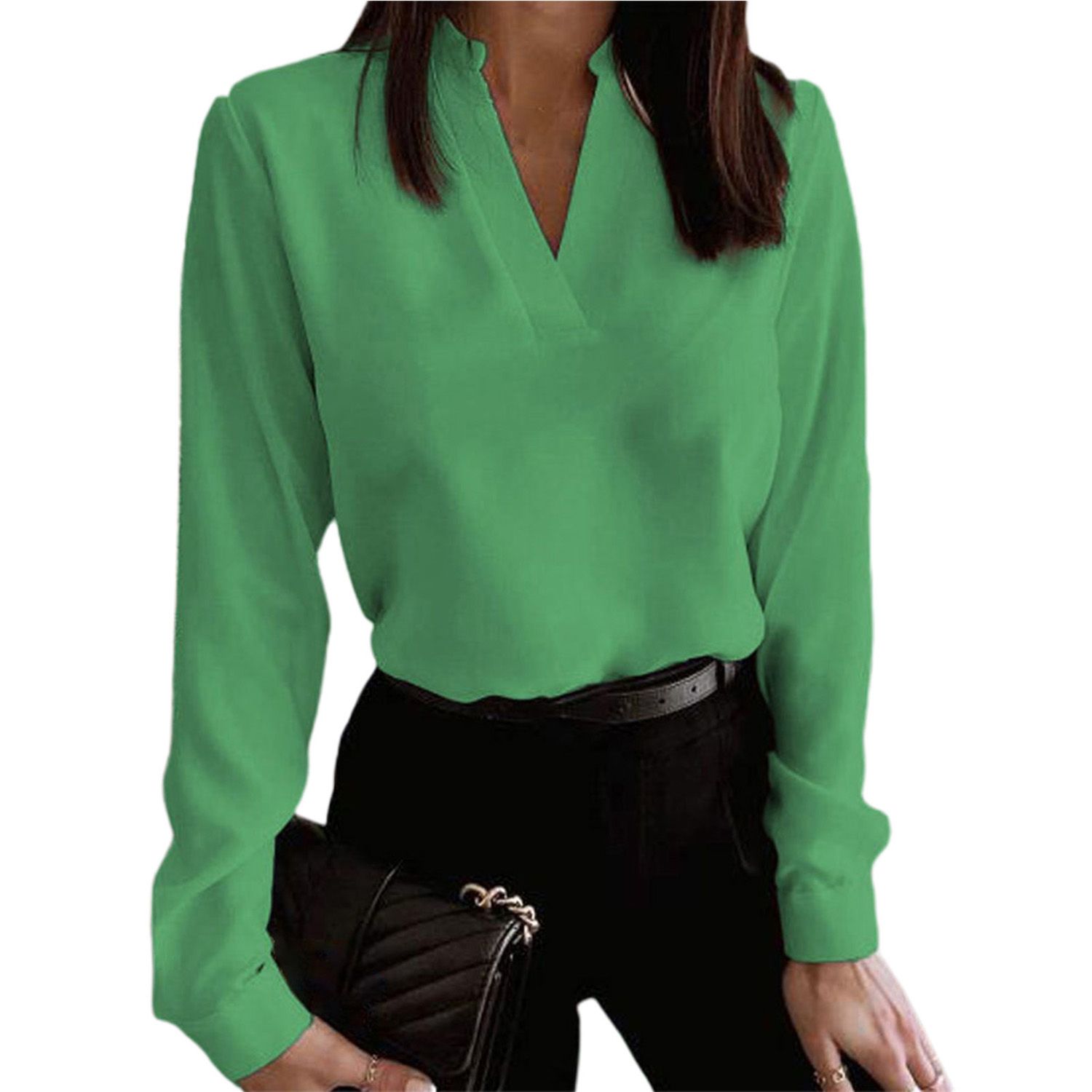 Women Blouse Button Cuff Elegant Slim-fitting Shirt
