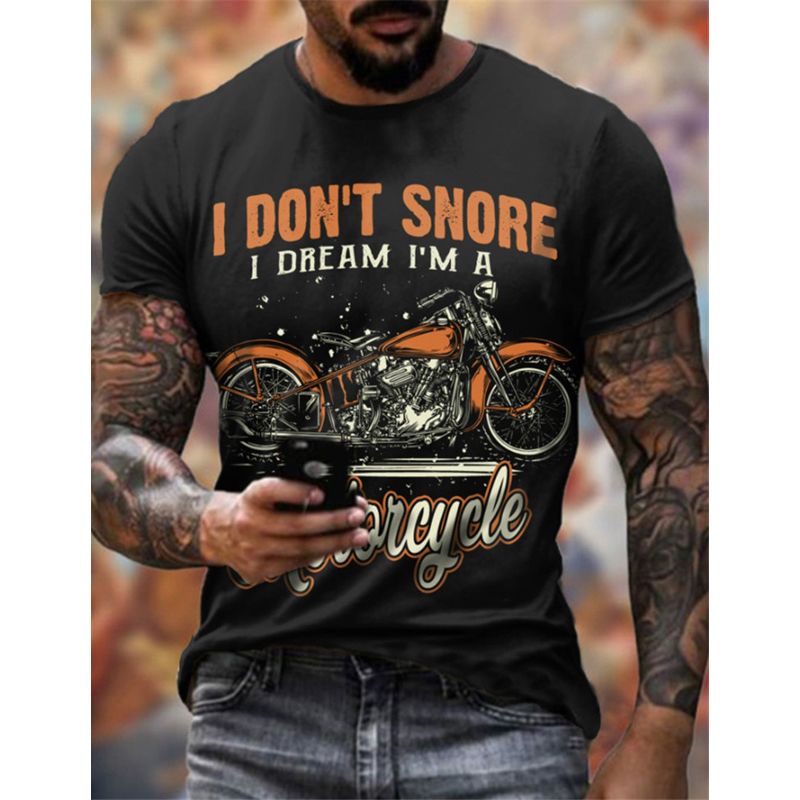 T-shirt men's summer leisure short-sleeved motorcycle best-selling street 3D printing pattern round neck shirt large size